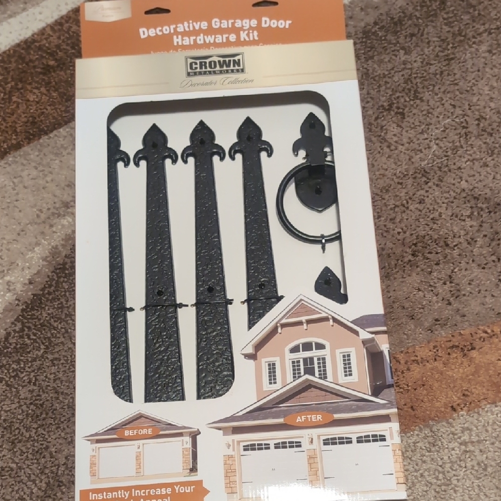 Crown Decorative Garage Door Metal Hardware Kit in Black